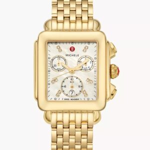 Deco 18K Gold-Plated Diamond Dial Watch