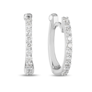 Roberto Coin 18K White Gold Huggie Earrings With Micro Pave Diamonds
