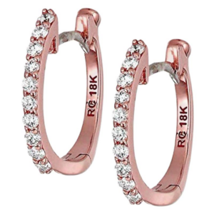Roberto Coin Rose Gold Huggy Earrings with Diamonds