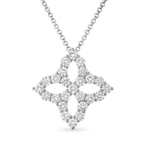 Roberto Coin 18k White Gold Princess Flower Small Diamond Pendant