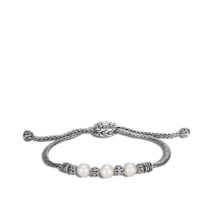 Classic Chain Pull Through Bracelet in Silver with Pearl