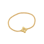 Roberto Coin 18K Yellow Gold Petite Venetian Princess Stretch Bracelet w/ Small Diamond Flower