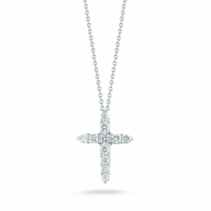 Roberto Coin Tiny Treasures White Gold Diamond Cross Pendant Necklace