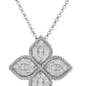 Roberto Coin Princess Flower Pendant White Gold and Diamonds