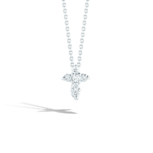 Roberto Coin Tiny Treasures White Gold Small Diamond Cross Pendant Necklace