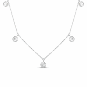 Roberto Coin 18K White Gold Five Diamond Drop Station Necklace