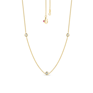 Roberto Coin 18K Yellow Gold Diamonds By The Inch Necklace With 3 Diamond Stations