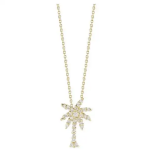 Roberto Coin Tiny Treasures Yellow Gold Diamond Palm Tree Pendant Necklace
