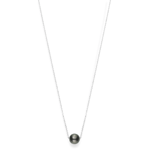 Mikimoto Black South Sea White Gold Single Pearl Pendant Necklace 10mm