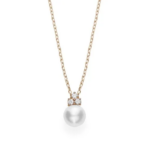 Mikimoto 18K Rose Gold Akoya Pearl & Diamonds Pendant Necklace