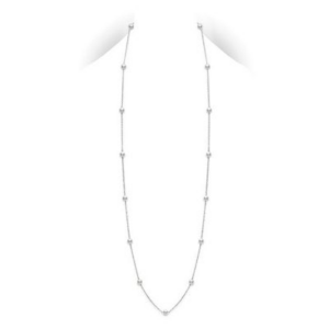 Mikimoto Chain & Pearl Station Necklace in 18kt White Gold 32" 15 pearls