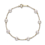 MIKIMOTO Akoya Cultured Pearl Station Bracelet in Yellow Gold