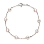 Mikimoto 18K White Gold Rhodium Plated Station Chain Bracelet