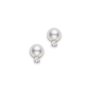 Mikimoto Pearl Studs with Diamonds