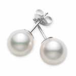 Mikimoto A+ Akoya Pearl Studs 7 x 7.5mm White Gold Earrings
