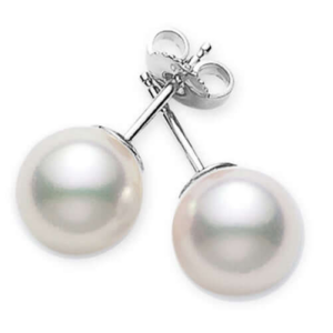 Mikimoto 18k White Gold 8mm-8.5mm AA Grade Akoya Cultured Pearl Stud Earrings