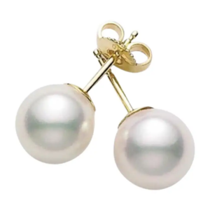 Mikimoto Akoya Pearl Stud Earrings with 18K Yellow Gold 8.25-8.5mm AAA