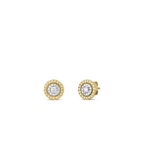 Siena Small Diamond Dot Earrings In Yellow And White Gold