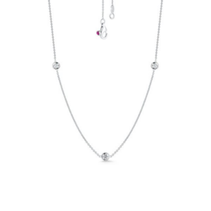 18K WHITE GOLD DIAMONDS BY THE INCH 3 STATION NECKLACE