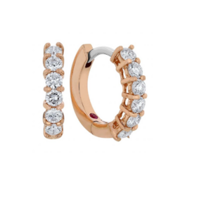 Diamond Huggie Hoop Earrings in Rose Gold