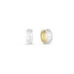 18K Yellow / White Designer Gold Satin Finish Diamond Reversible Hoop Earrings