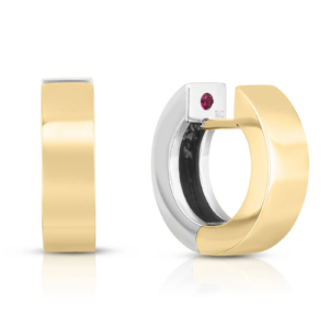 Gold Classic Two Tone Reversible Huggie Earrings