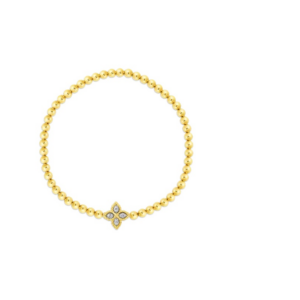 Princess Flower Diamond Small Stretch Bracelet in Yellow Gold