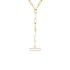 18K Yellow Gold 0.31Ct Diamond Venetian Princess Paperclip With Diamond Bar Necklace