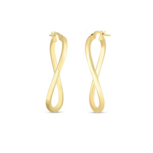 18K YELLOW DESINGER GOLD TWIST HOOP EARRINGS