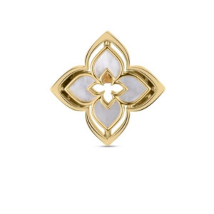 18K YELLOW GOLD VENETIAN PRINCESS PIROUETTE PAVE DIAMOND & MOTHER OF PEARL FLOWER RING