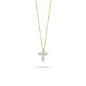 18K YELLOW GOLD TINY TREASURES MINI DIAMOND CROSS NECKLACE