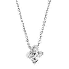 Love in Verona Diamond Clover Pendant in White Gold