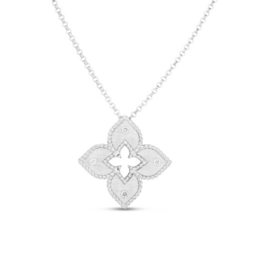 Venetian Princess Flower White Gold Pendant with Diamonds