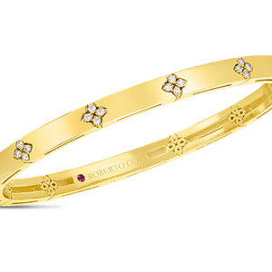 Roberto Coin 18K Yellow Gold w/ Diamond Accents Verona Narrow Width Bangle