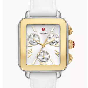 Deco Sport Chronograph Gold-Plated White Silicone Watch