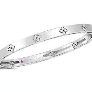Roberto Coin 18K White Gold w/ Diamond Accents Verona Narrow Width Bangle