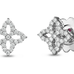 Roberto Coin 18K White Gold Small Princess Flower Diamond Stud Earrings