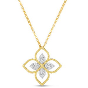 Roberto Coin 18K Gold Principessa Large Flower Pendant With Diamonds