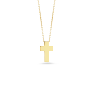 18K Yellow Gold Tiny Treasures High Polished Cross Necklace