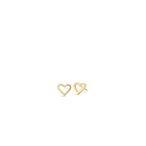 18K Yellow Gold Tiny Treasures Heart Outline Earrings