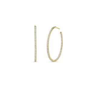 18K Yellow Gold The Perfect Diamond Hoop® Classic Inside Outside Open Back Earrings