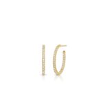 18K Yellow Gold The Perfect Diamond Hoop® Classic Inside Outside Open Back Earrings