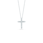 18K White Gold Tiny Treasure Diamond Cross Necklace