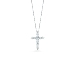 18K White Gold Tiny Treasure Diamond Cross Necklace