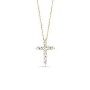 18K Yellow Gold Tiny Treasure Diamond Cross Necklace