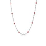 18K White Gold Diamonds By The Inch Diamond And Ruby Station Long Necklace