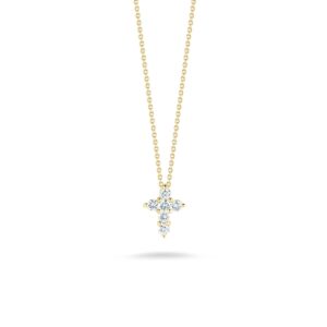 18K Yellow Gold Tiny Treasures Mini Diamond Cross Necklace