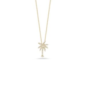 18K Yellow Gold Tiny Treasures Diamond Palm Tree Necklace