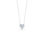18K White Gold Tiny Treasures Diamond Puffed Heart Necklace