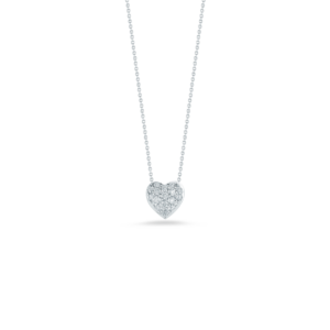 18K White Gold Tiny Treasures Diamond Puffed Heart Necklace